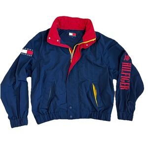 VTG 90's TOMMY HILFIGER L‎ Sailing Yachting Jacket w/ Box Logo Spell Out